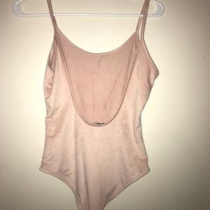 Pink, suede body suit